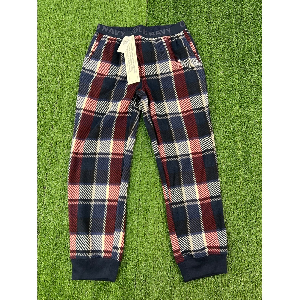 Old Navy Boys Blue Red Plaid Fleece Pajama Pants Joggers Size M 8 NWT